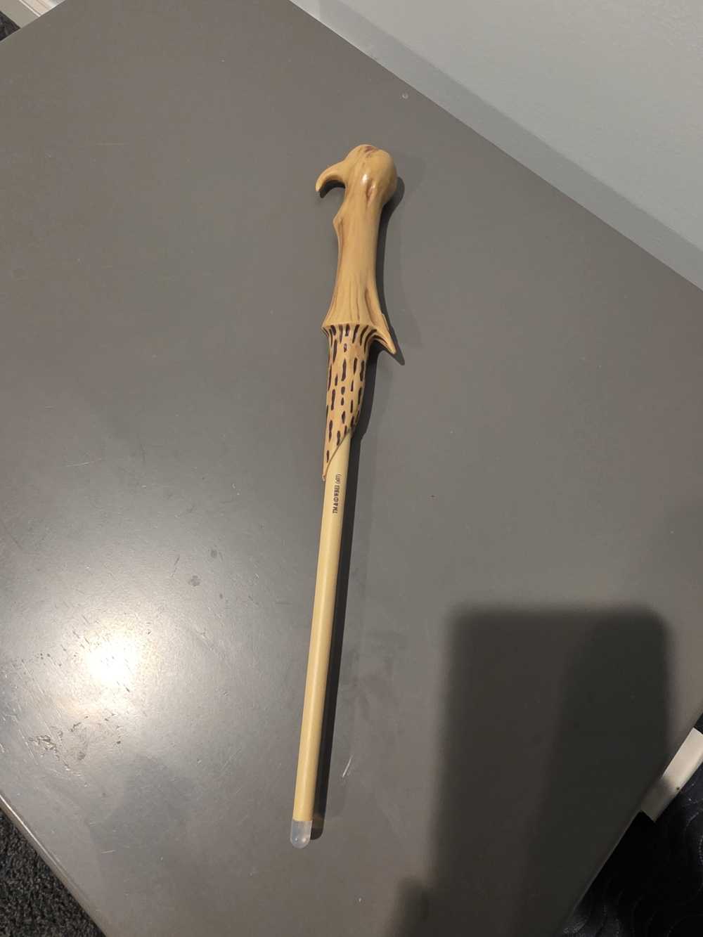 Carved Wood Handle Wand - Light Beige